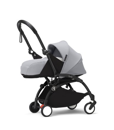 Stokke YOYO³ Βρεφικό Καρότσι με Πακέτο Νεογέννητου Stone & Black Σκελετός
