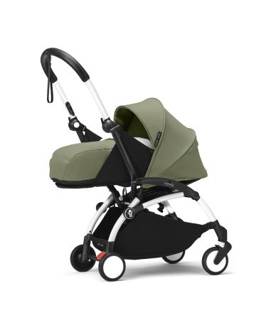 Количка за новородени STOKKE YOYO³, с пакет за новородено - Olive, с бяла рамка