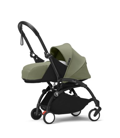 Carucior nou nascuti STOKKE YOYO³, cu pachet nou nascut - Olive, cu cadru Black