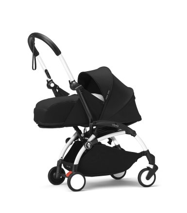 Количка за новородено STOKKE YOYO³, с пакет за новородено - Черна, с Бяла рамка