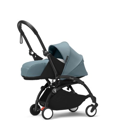 Carucior nou nascuti STOKKE YOYO³, cu pachet nou nascut - Aqua, cu cadru Black