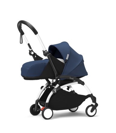 Количка за новородено STOKKE YOYO³, с пакет за новородено - Air France Blue, с бяла рамка