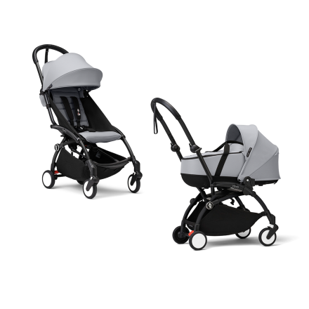 Детска количка 2 в 1 STOKKE YOYO³, с кош и цветен пакет - Stone, с черна рамка