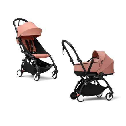Детска количка 2 в 1 STOKKE YOYO³, с количка и цветен пакет - Ginger, с черна рамка