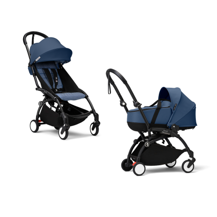 Детска количка 2 в 1 STOKKE YOYO³, с количка и цветен пакет - Air France, с черна рамка