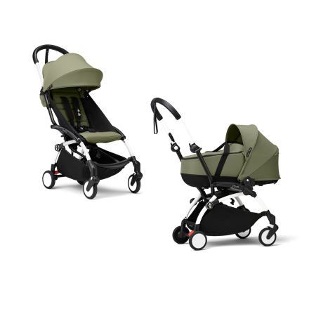Stokke YOYO³ Καρότσι 2 σε 1 με Πορτ-μπεμπέ, Olive & White Σκελετός
