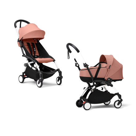 Детска количка 2 в 1 STOKKE YOYO³, с кош и цветен пакет - Ginger, с бяла рамка