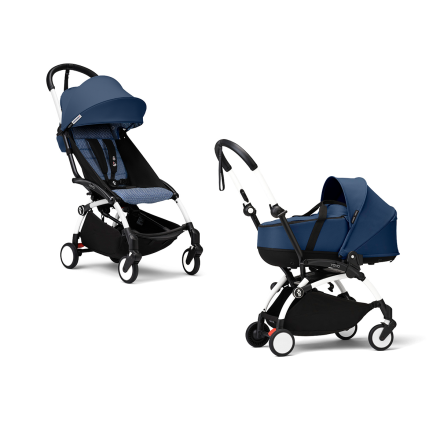 Carucior 2 in 1 pentru copii STOKKE YOYO³, cu landou si pachet de culoare - Air France, cu cadru White