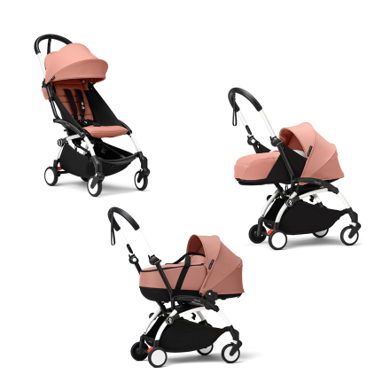 Детска количка 3 в 1 STOKKE YOYO³, с пакет за новородено, количка и цветен пакет - Ginger, с бяла рамка