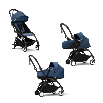 Детска количка 3 в 1 STOKKE YOYO³, с пакет за новородено, количка и цветен пакет - Air France, с черна рамка