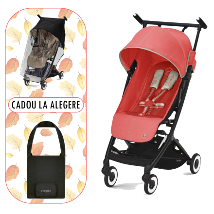 Διαφημιστικό πακέτο καροτσιού Cybex Gold Libelle, με κάλυμμα βροχής ή τσάντα μεταφοράς δώρου, Hibiscus Red