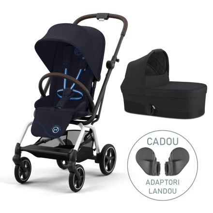 Πακέτο 2 σε 1 Cybex Gold Eezy S Twist+ 2, 360° με πορτ μπεμπέ και αντάπτορες δώρου, Σκούρο Μπλε