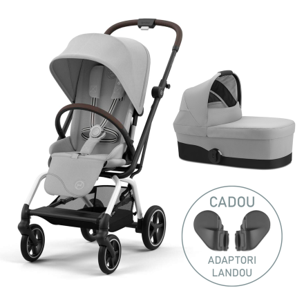 Пакет 2 в 1 Cybex Gold Eezy S Twist+ 2, 360° с адаптори за количка и подарък, Fog Grey