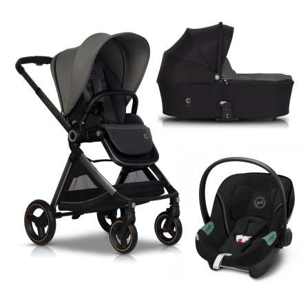 Carucior 3 in 1 pentru copii Cavoe Osis 2.0 multifunctional, cu landou si scoica auto Cybex Aton S2 - Agava