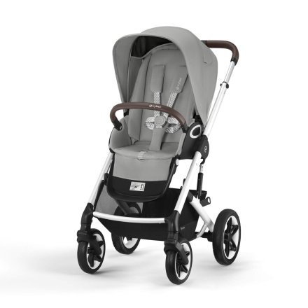 Cybex Talos S Lux, здрава, усъвършенствано окачване, удобна бебешка спортна количка - каменно сива със сребриста рамка