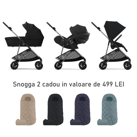 Детска количка 3 в 1 Cybex Melio, колекция 2024, с кош и черупка Cloud G Plus, Magic Black