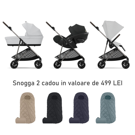 Детска количка 3 в 1 Cybex Melio, колекция 2024, с кош и кора Cloud G Plus, Fog Grey