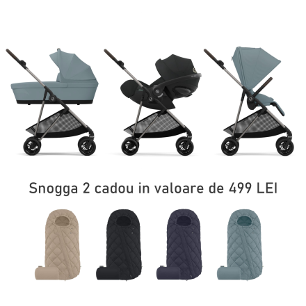 Детска количка 3 в 1 Cybex Melio, колекция 2024, с кош и кора Cloud G Plus, Stormy Blue