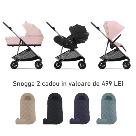 Детска количка 3 в 1 Cybex Melio, колекция 2024, с кош и кора Cloud G Plus, Candy Pink