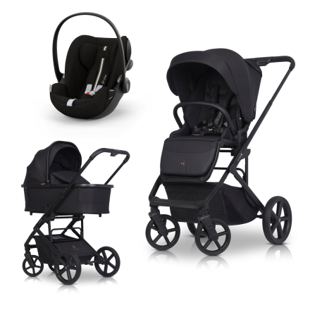 Carucior 3 in 1 pentru copii, Cavoe MOI XL, cu scoica Cybex Cloud G Plus, Meteorite