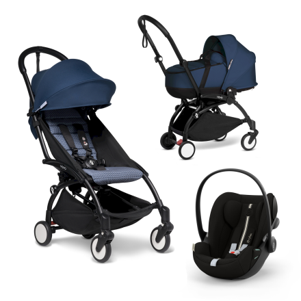 BABYZEN YOYO² Καρότσι 3 σε 1 με Μαύρο Σκελετό, Πορτ-μπεμπέ, Κάθισμα Αυτοκινήτου Cloud G & Air France Color Pack