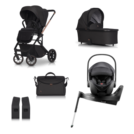 Carucior 4 in 1 pentru copii Cavoe Moi+, cu scoica Britax Romer Baby Safe PRO, cu baza Vario si accesorii, Meteorite
