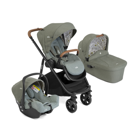 Carucior 3 in 1 pentru copii Joie Versatrax E, cu landou Ramble si scoica i-Snug, Dark Green