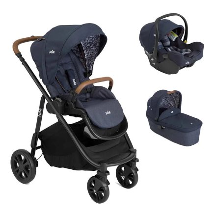 Carucior 3 in 1 pentru copii Joie Versatrax E, cu landou Ramble si scoica i-Snug, Navy Blazer