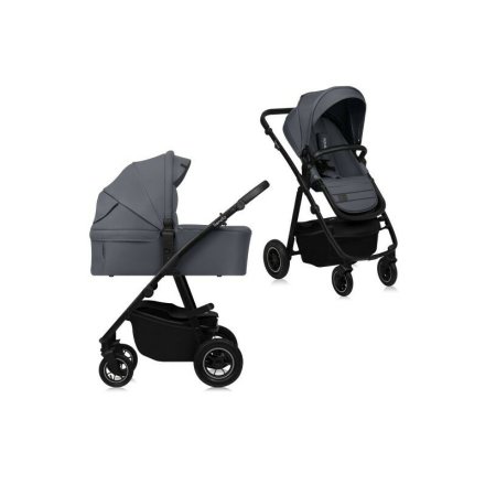 Бебешка количка 2 в 1 Lionelo Amber PLUS, с аксесоари, 0 - 22 кг, Gray Graphite