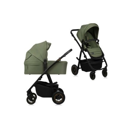 Βρεφικό καρότσι Lionelo Amber PLUS 2 σε 1, με αξεσουάρ, 0 - 22 kg, Green Forest