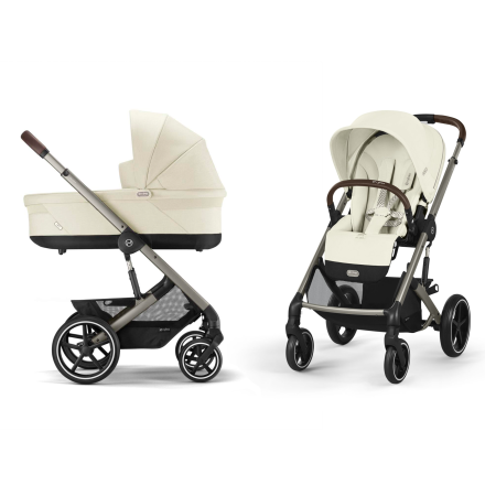 Детска количка 2 в 1 Balios S Lux с кош - Seashell Beige с рамка Taupe