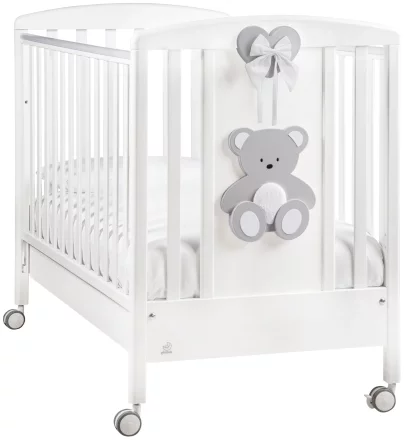 Детска кошара Italbaby Peluche, Бутикова колекция, изработена от масивен бук, удобна - Сива