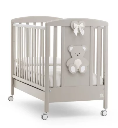 Детска кошара Italbaby Peluche, Бутикова колекция, изработена от масивна букова дървесина, удобна - Choco