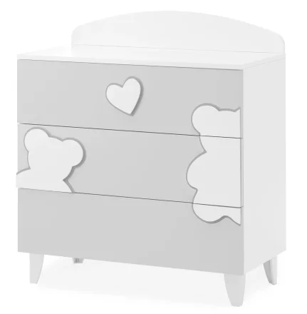 Детски скрин Italbaby Matisse, колекция Boutique, три чекмеджета, масив бук - Bianco-Grey