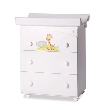 Детски скрин Italbaby Gina, колекция Trendy, три чекмеджета, с матрак и корито