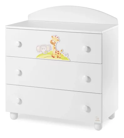 Детски скрин Italbaby Fiocco Gina, колекция Trendy, три чекмеджета, масивен бук - Bianco