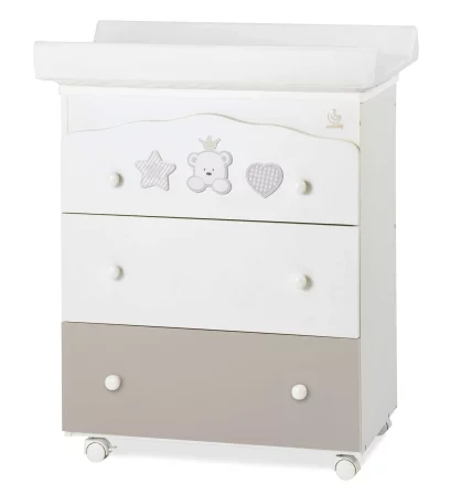 Детски скрин Italbaby Baby Re, колекция Trendy, три чекмеджета, с матрак и корито