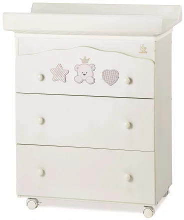 Детски скрин Italbaby Baby Re, колекция Trendy, три чекмеджета, с матрак и корито - Bianco