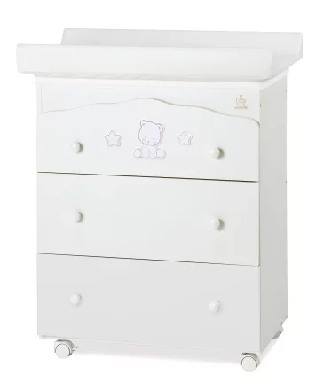 Italbaby Popstar Dresser Trendy Collection за деца, три чекмеджета, с матрак и корито - Tortora / Bianco