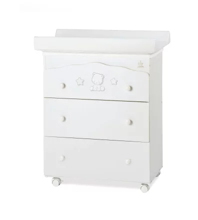 Italbaby Popstar Dresser Trendy Collection за деца, три чекмеджета, с матрак и корито - Grey / Bianco