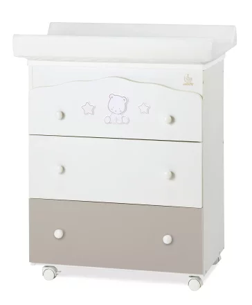 Italbaby Popstar Dresser Trendy Collection за деца, три чекмеджета, с матрак и корито - Choco