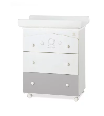 Italbaby Popstar Dresser Trendy Collection за деца, три чекмеджета, с матрак и корито - Сив