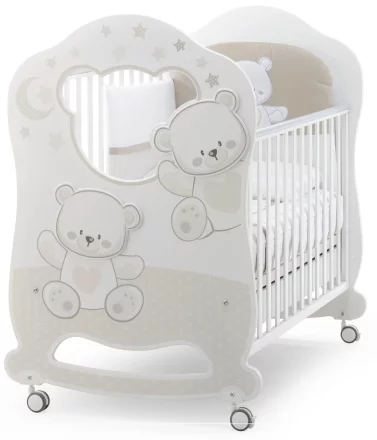 Детска кошара Italbaby Oblo Jolie, Trendy Collection, изработена от букова дървесина