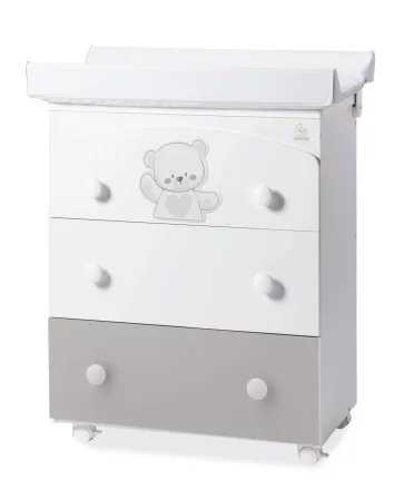 Скрин Italbaby Jolie, Trendy Collection за деца, три чекмеджета, с матрак и корито, Bianco-Grey