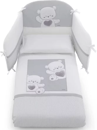 Спален комплект Pony Italbaby Baby Jolie, колекция Trendy, четири части, изработен от памук - Сив