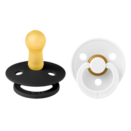 Set 2 suzete BIBS, Colour Latex, tetina rotunda, 6 luni + Black/White