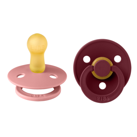 Set 2 suzete BIBS, Colour Latex, tetina rotunda, 6 luni + Dusty Pink/Elderberry
