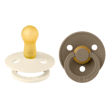 Set 2 suzete BIBS, Colour Latex, tetina rotunda, 6 luni + Ivory/Dark Oak