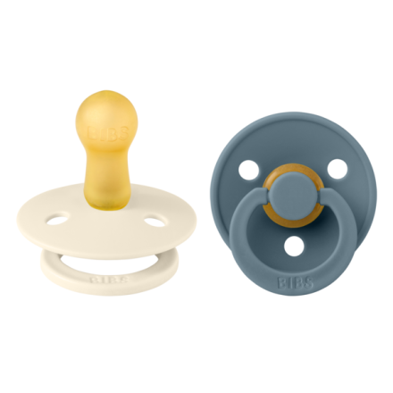 Set 2 suzete BIBS, Colour Latex, tetina rotunda, 6 luni + Ivory/Petrol