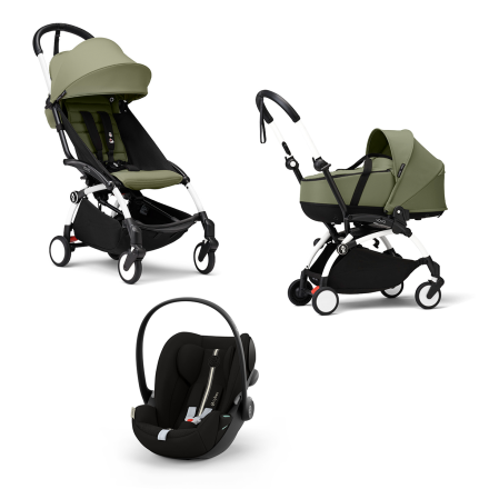 Stokke YOYO³ Παιδικό Καρότσι 3 σε 1 με Πορτ-Μπεμπέ, Κάθισμα Αυτοκινήτου & Color Pack Olive / White Frame